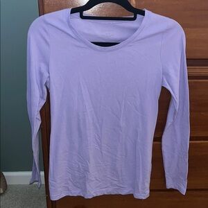 No Boundaries Purple Long Sleeve Fitted V-Neck Tee